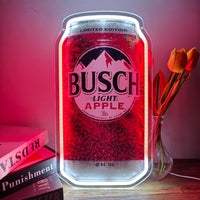 Busch Apple Neon Sign LED 6.7x11.8 inch Beer Can Decor, USB Powered Acrylic Panel Light, Pre-Drilled Holes Easy to Hang
